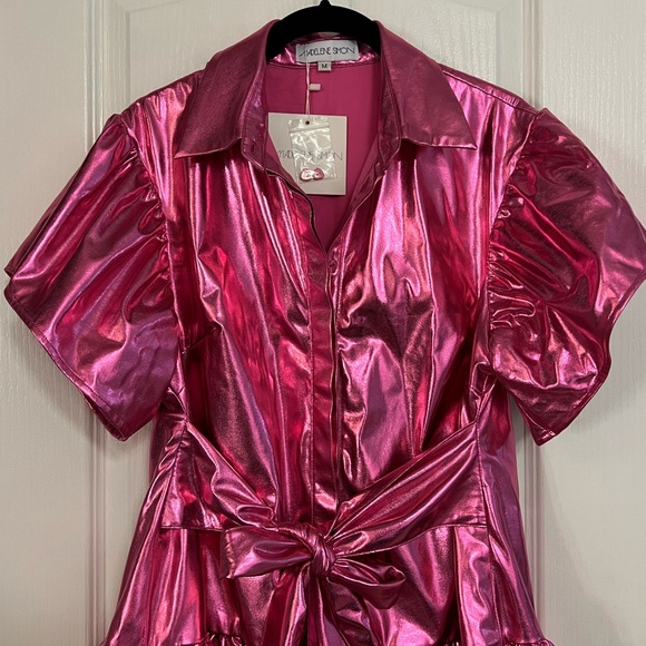 Madeleine Simon Studio Dragon Fire Pink Metallic Dress - MEDIUM - New - Picture 3 of 11